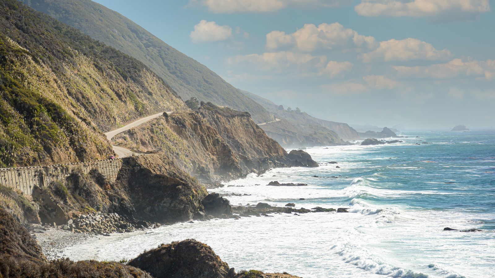 A coastal highway winding along the cliffs of Big Sur, California